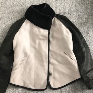 Sachin + Babi knit jacket with leather sleeves